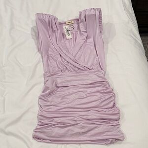 L'AGENCE Lilac purple Betty sleeveless Ruched Mini Dress